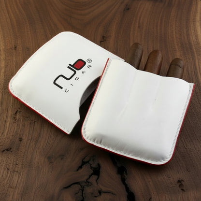 Nub white leather 3 cigar case open - Cigar Titan